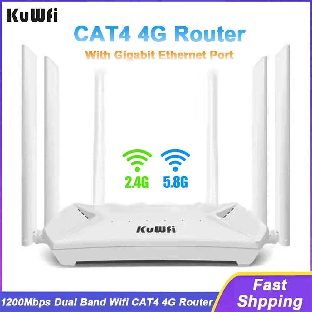 Router 4G LTE KuWFi CAT4 1200Mbps Dual Band Wi-Fi - Venduqo