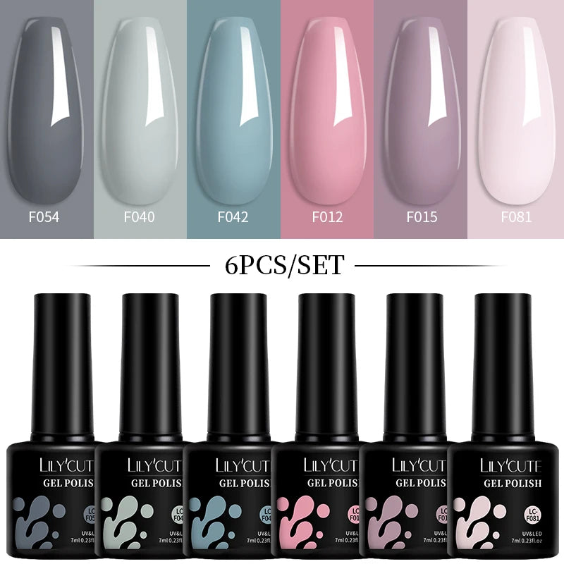 Set 6 Piese Oja Gel Termica LILYCUTE 7ML Serie Roșie