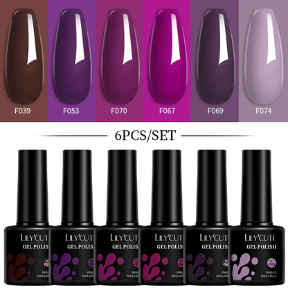 Set 6 Piese Oja Gel Termica LILYCUTE 7ML Serie Roșie