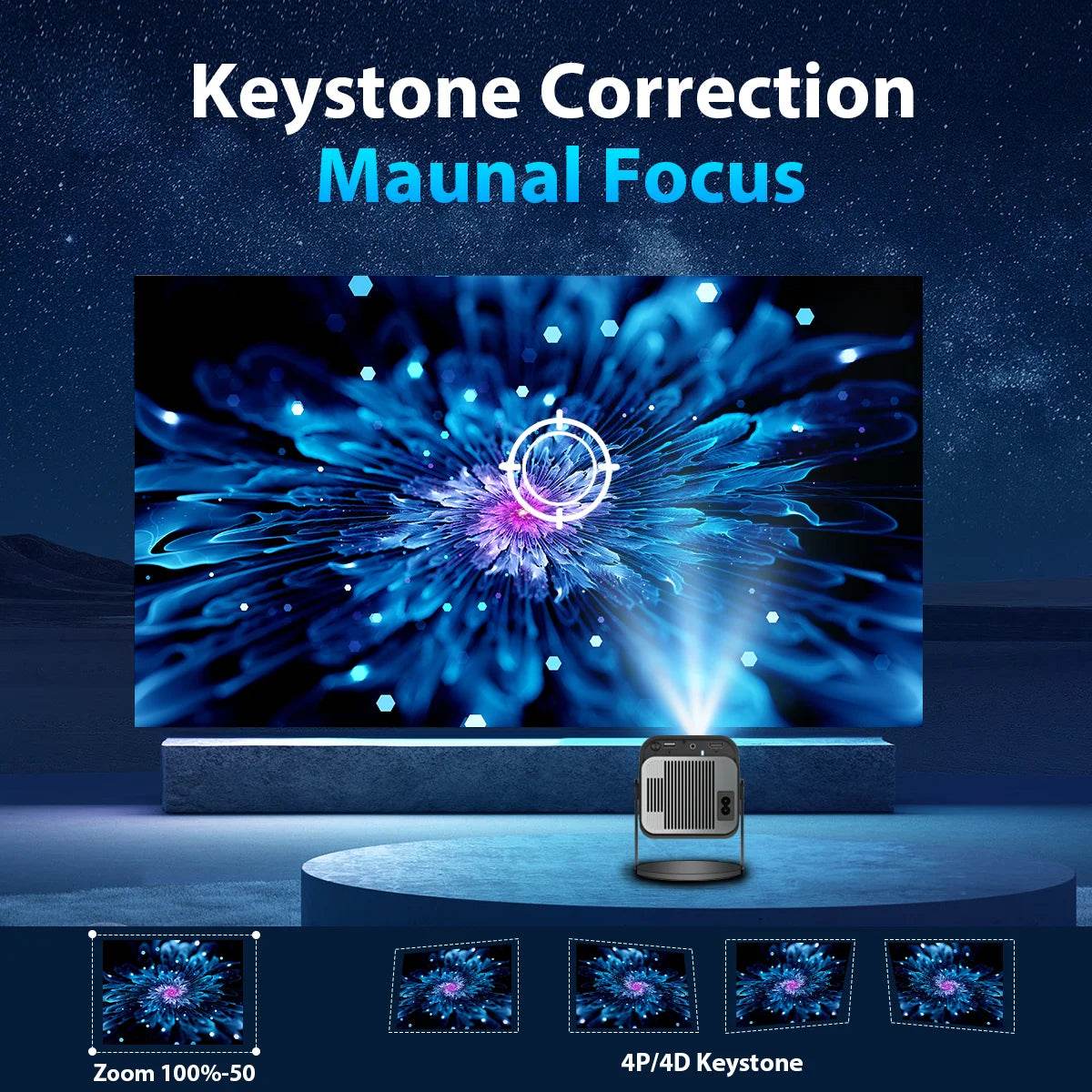 Proiector Mini Portabil HY320 4K 1080P Android11 WiFi6 BT5.0 - Venduqo