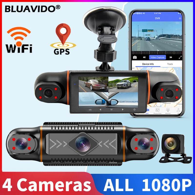 Cameră Dash 2K 1080P cu GPS, WiFi, Monitorizare Parcări, 4CH - Venduqo