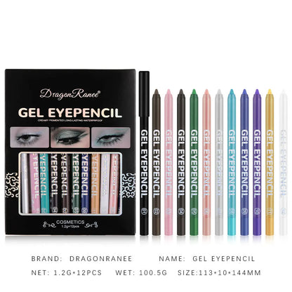 Set Creioane Eyeliner Colorat Dragon Ranee 12 Culori