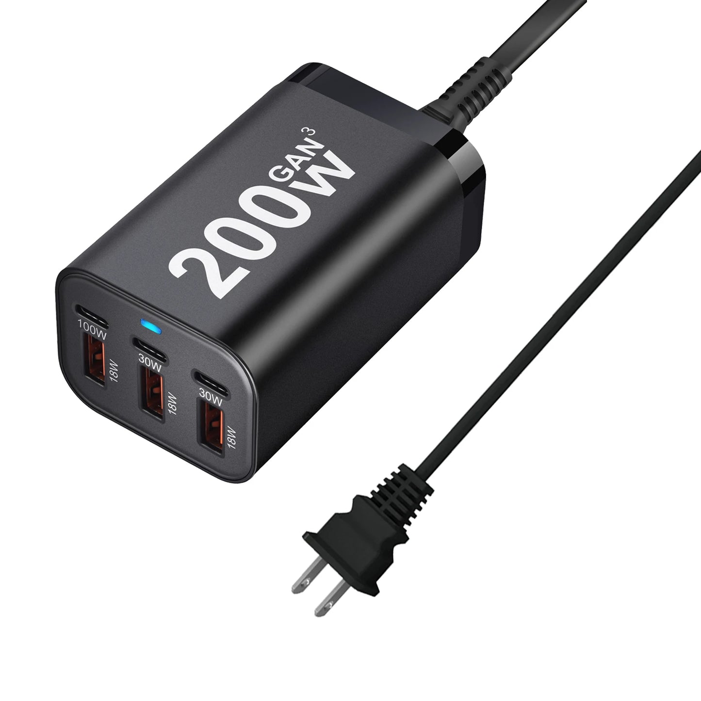 Încărcător rapid USB C 200W cu 6 porturi GaN