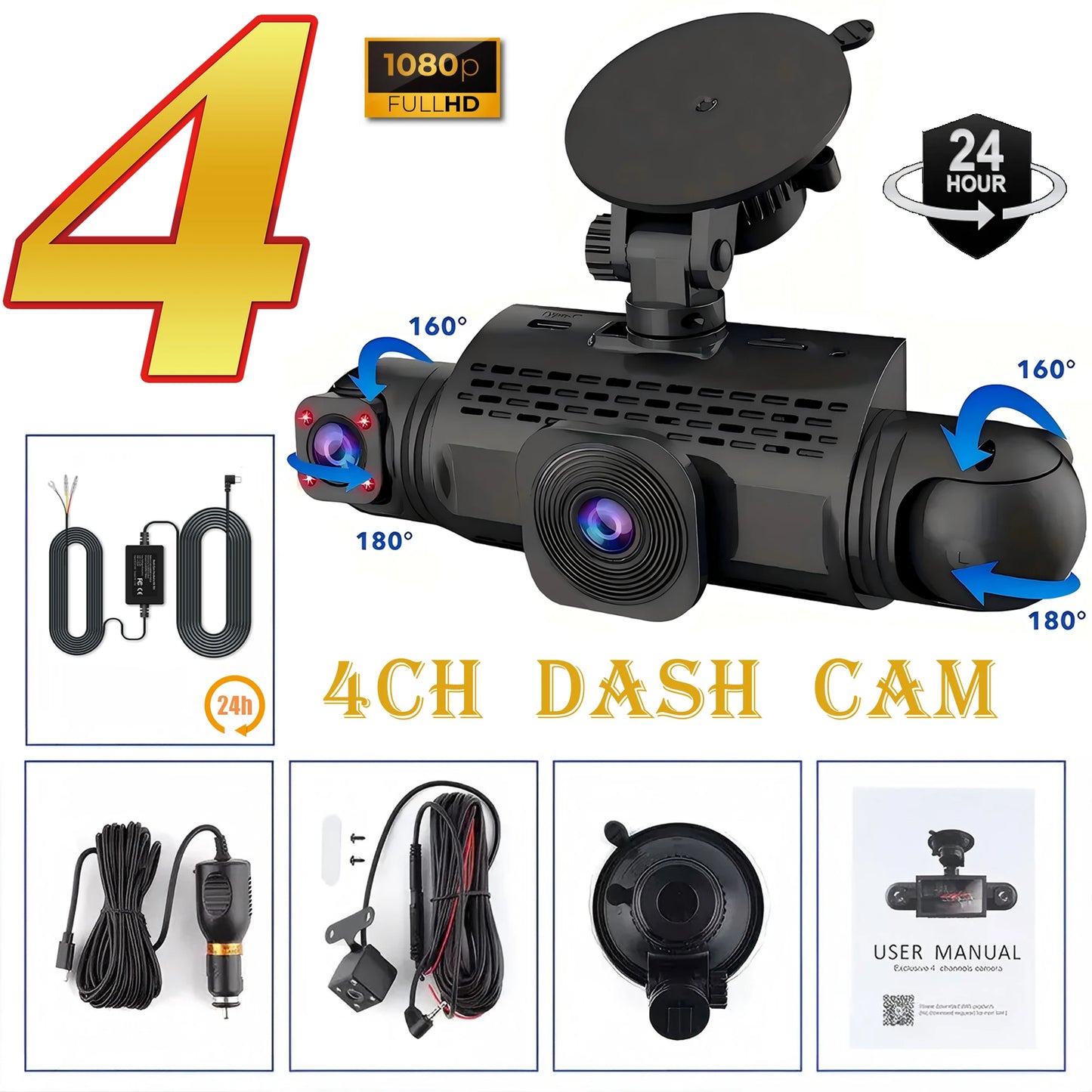 Cameră Auto DVR 4 Canale Cu Înregistrare FHD 1080P