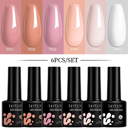 Set 6 Piese Oja Gel Termica LILYCUTE 7ML Serie Roșie