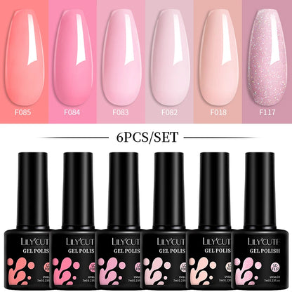 Set 6 Piese Oja Gel Termica LILYCUTE 7ML Serie Roșie