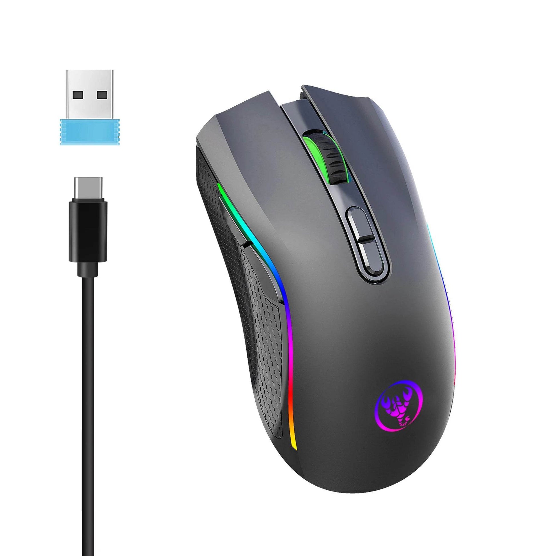 HXSJ T69 Mouse Wireless Ergonomic RGB 2.4G - Venduqo
