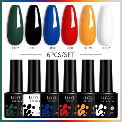 Set 6 Piese Oja Gel Termica LILYCUTE 7ML Serie Roșie