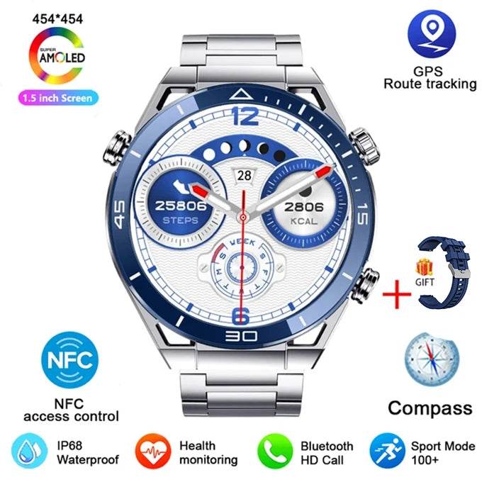Ceas Inteligent NFC cu Bluetooth, Monitorizare Sanatate, IP68 - Venduqo