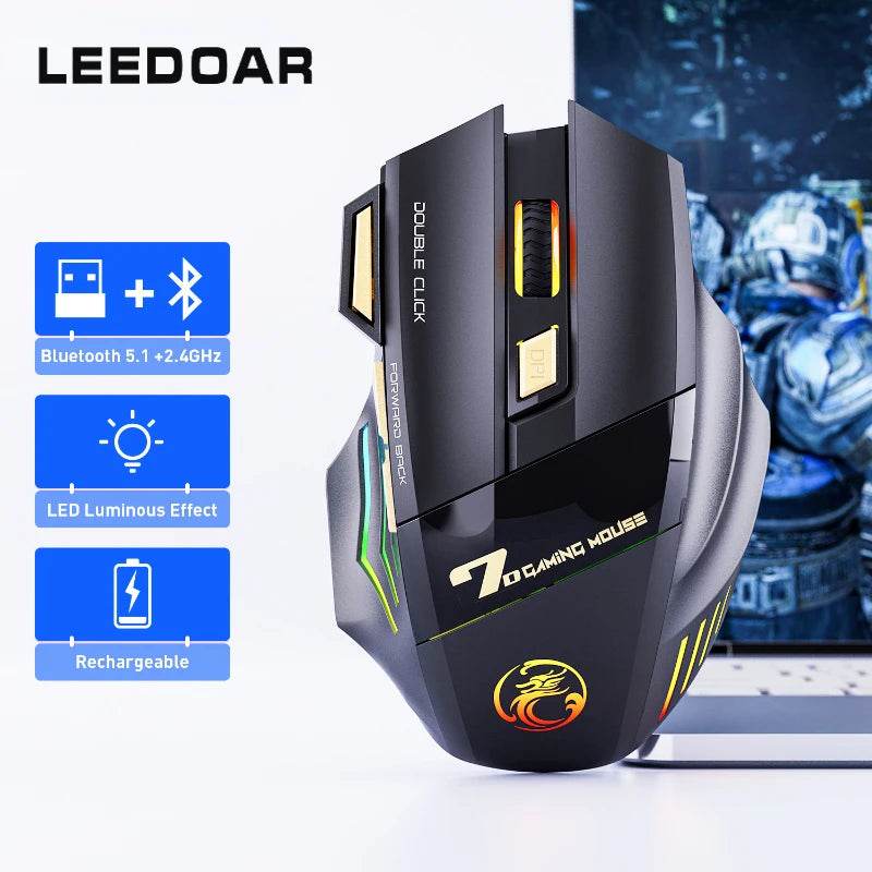 Mouse Wireless Silent cu Iluminare LED - Venduqo