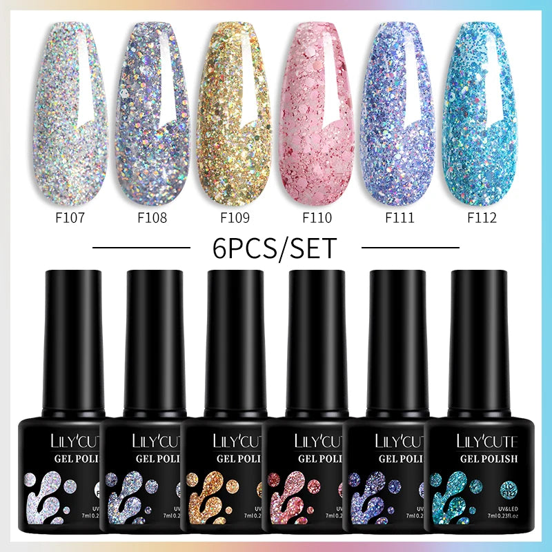 Set 6 Piese Oja Gel Termica LILYCUTE 7ML Serie Roșie