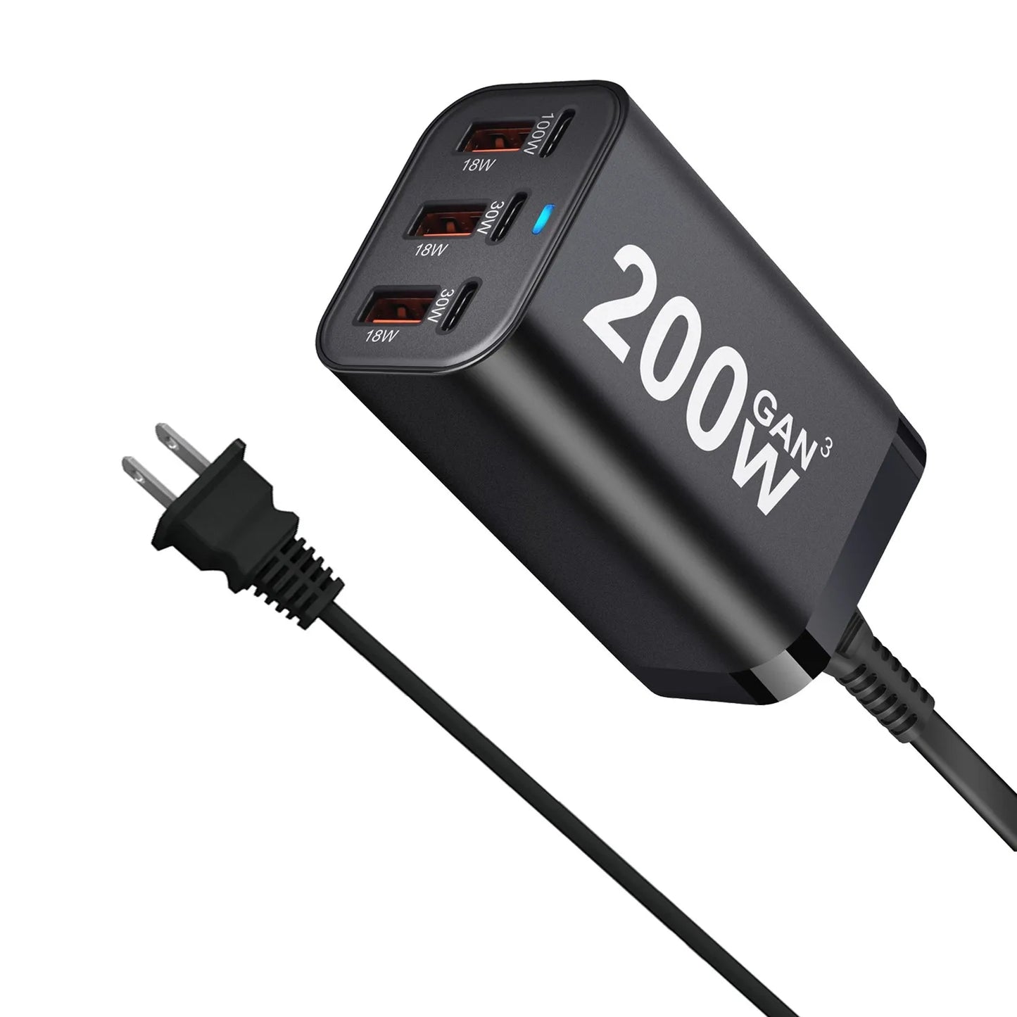 Încărcător rapid USB C 200W cu 6 porturi GaN