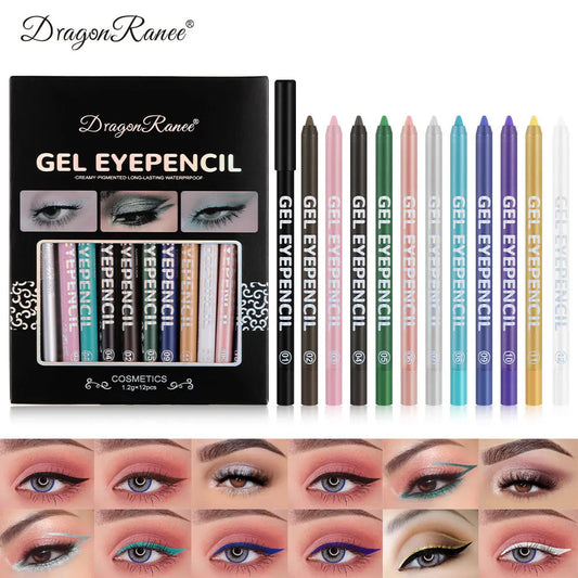 Set Creioane Eyeliner Colorat Dragon Ranee 12 Culori