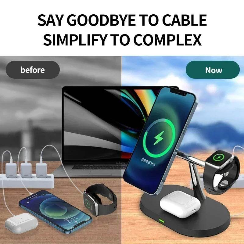 Încărcător Wireless Magnetic 3 în 1 pentru iPhone și Apple Watch - Venduqo