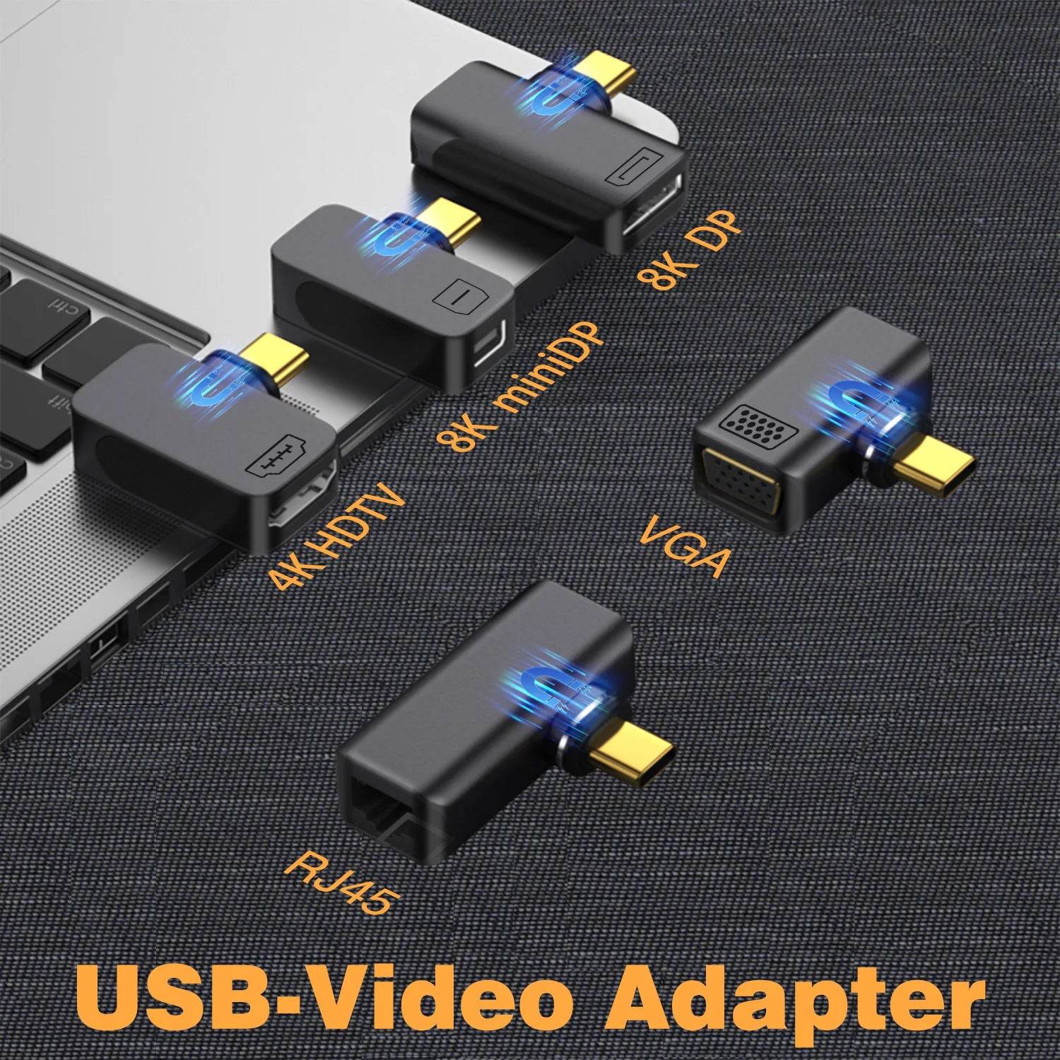Adaptor Magnetic Type-C OTG Thunderbolt 4 - USB-A, HDMI, VGA, RJ45 - Venduqo