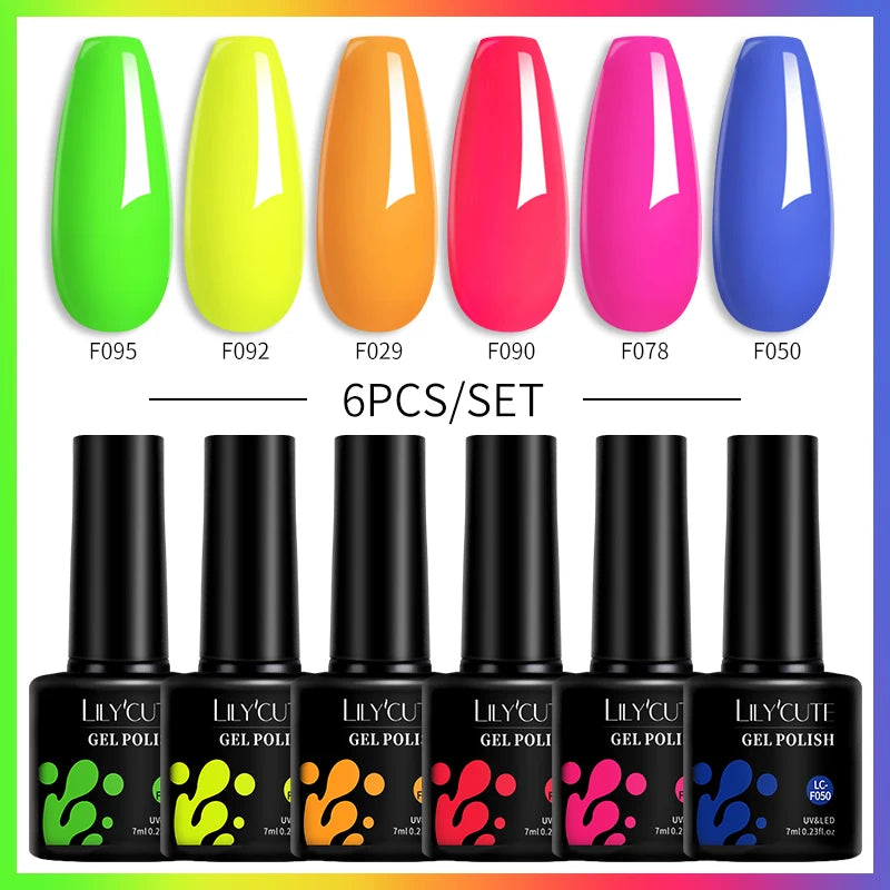 Set 6 Piese Oja Gel Termica LILYCUTE 7ML Serie Roșie