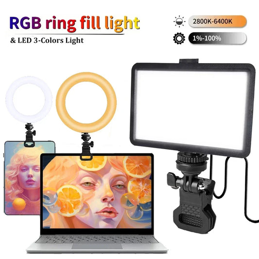 ZOMEI 6/8in LED Ring Light - Clip-On pentru Conferințe Video și Streaming Live