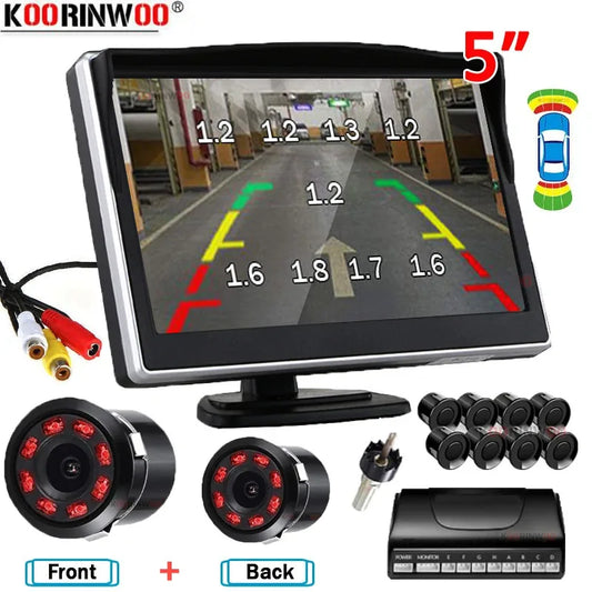 Senzori de Parcare Koorinwoo Dual CPU 4 Front + 4 Spate cu Monitor