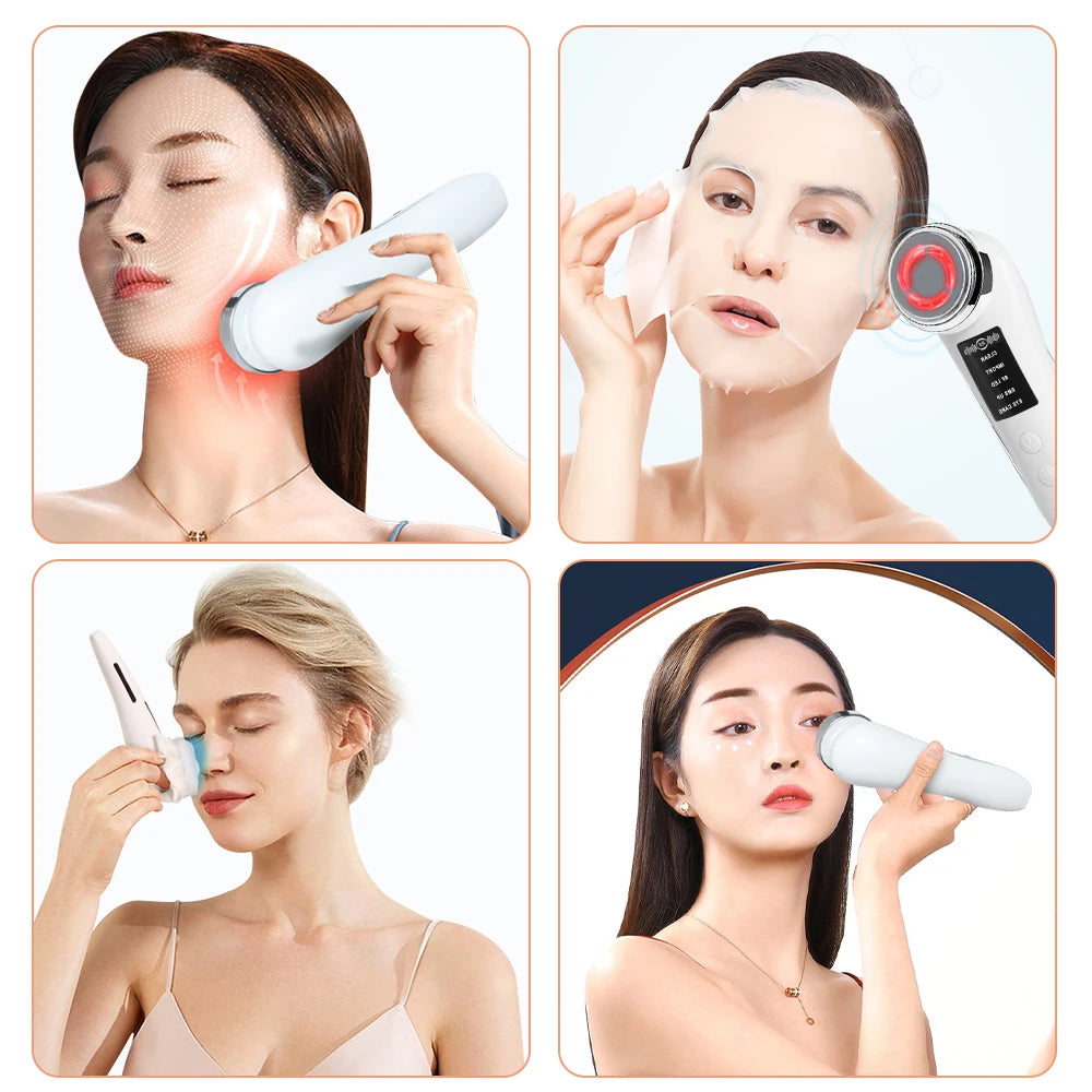 Dispozitiv Facial 8 în 1 cu Radiofrecvență și LED