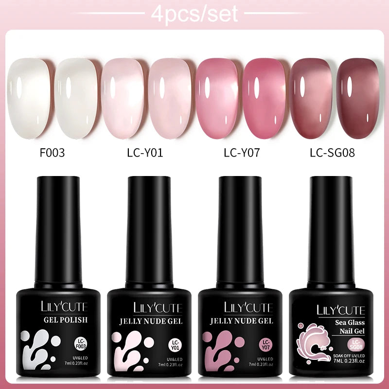 Set 4/5 Piese Oja Gel Roz Nude LILYCUTE 7ML