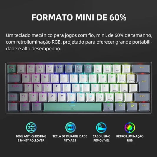Machenike K500-B61 Mini Tastatură Mecanică 60% ABNT2 RGB - Venduqo