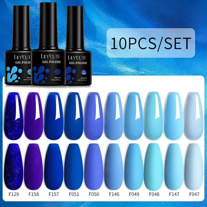 Set 10 Piese Lac Unghii Gel LILYCUTE - Culori de Primăvară și Vară