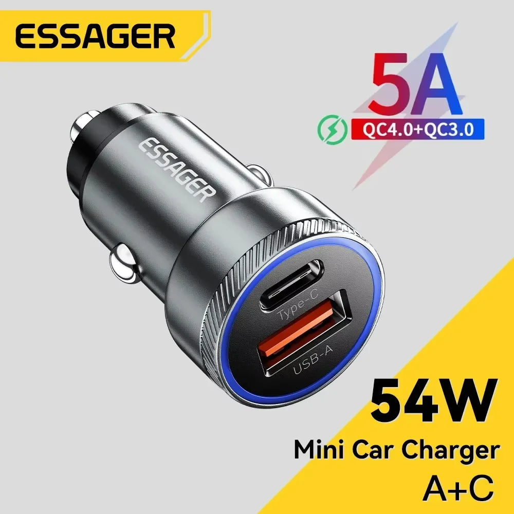 Încărcător auto Essager 54W cu fast charging USB Type-C