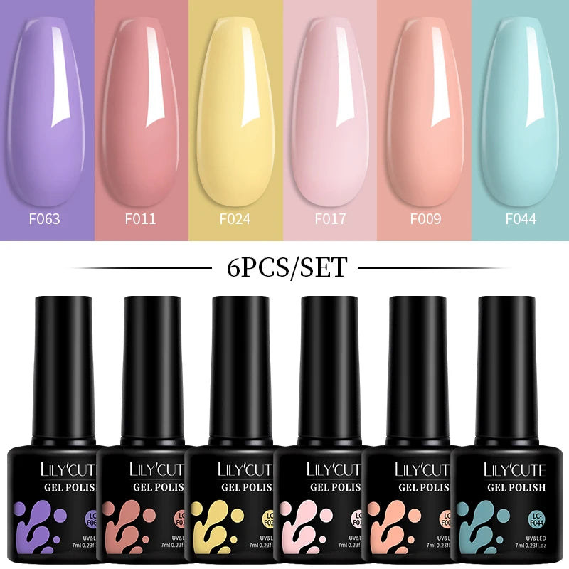 Set 6 Piese Oja Gel Termica LILYCUTE 7ML Serie Roșie