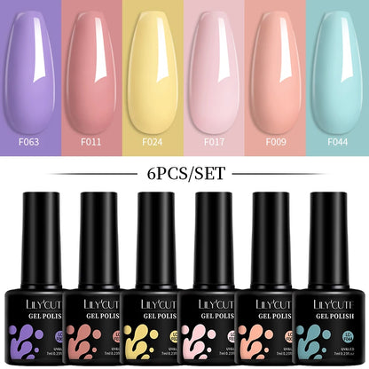 Set 6 Piese Oja Gel Termica LILYCUTE 7ML Serie Roșie