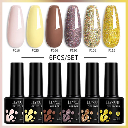 Set 6 Piese Oja Gel Termica LILYCUTE 7ML Serie Roșie