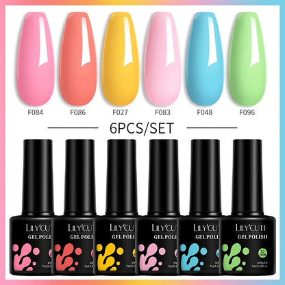 Set 6 Piese Oja Gel Termica LILYCUTE 7ML Serie Roșie