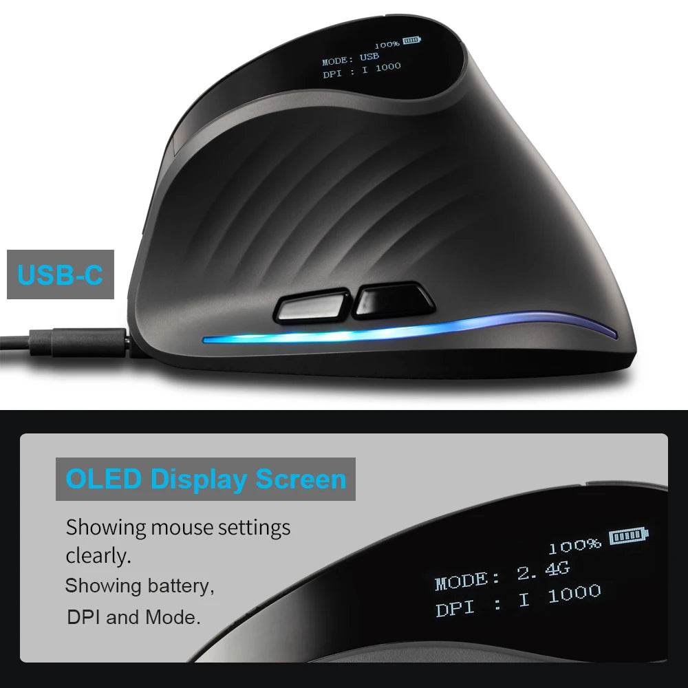 Mouse Ergonomic Lefon 2.4G Wireless Vertical Reîncărcabil - Venduqo