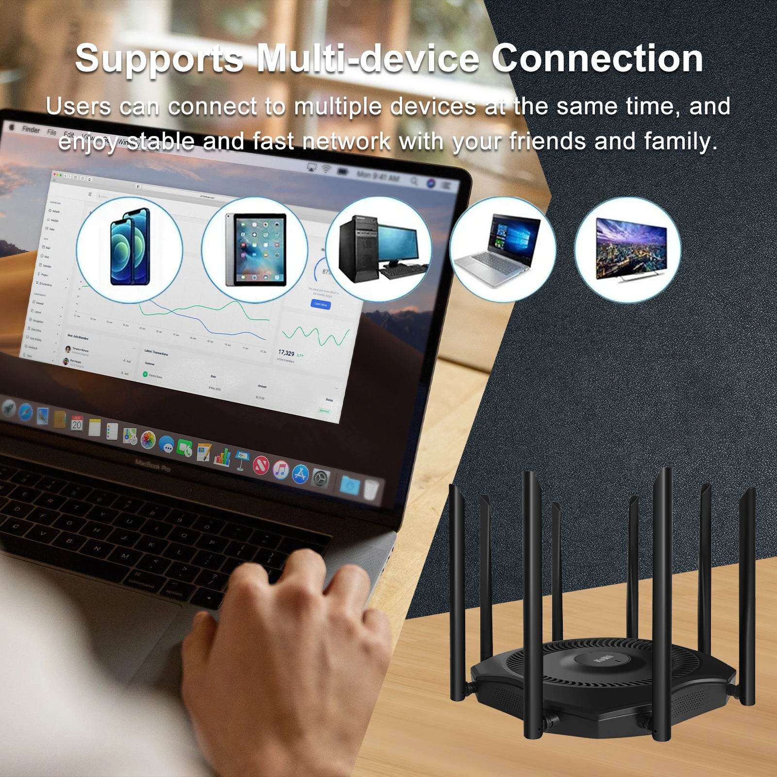 Router Wireless Dual Band KuWFi 3000Mbps cu Repeater - Venduqo