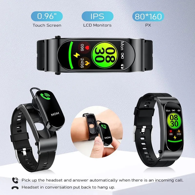 Ceas Smart Fitness cu Căști TWS Bluetooth și Monitor de Sănătate