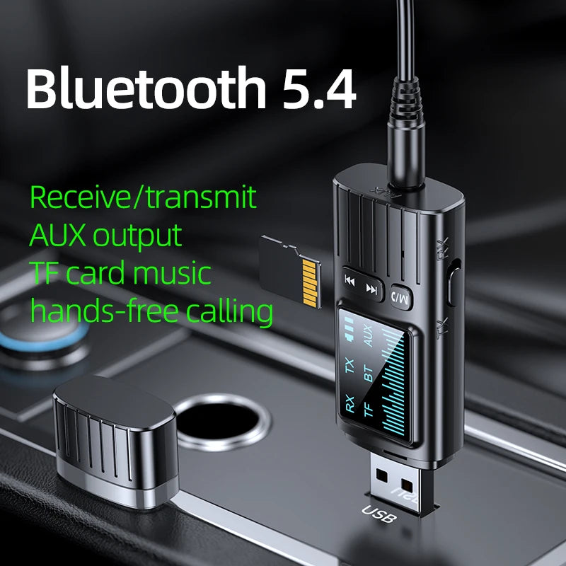 Transmetator Bluetooth 5.4 cu USB, AUX și TF Card