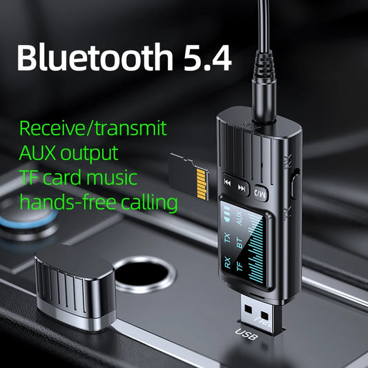 Transmetator Bluetooth 5.4 cu USB, AUX și TF Card