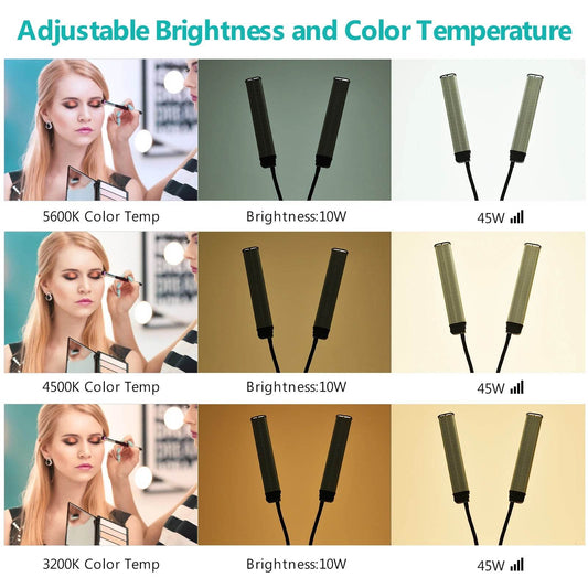 Lampa LED Flexibila cu Doua Brate Bi-color 3200K-4500K-5600K - Venduqo