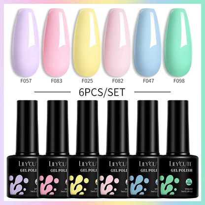 LILYCUTE 6PCS/SET Oja Semipermanentă Glitter Roșie și Argintie