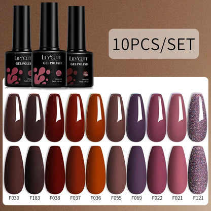 Set 10 Piese Lac Unghii Gel LILYCUTE - Culori de Primăvară și Vară