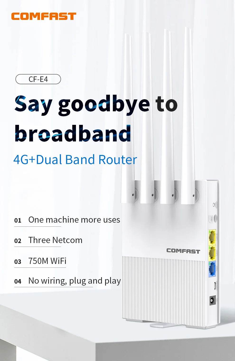 Router 4G LTE CF-E4 Dual Band 750Mbps WiFi Portabil - Venduqo