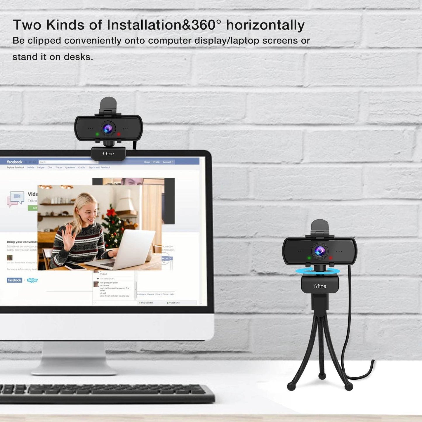 Webcam FIFINE 1440p Full HD cu Microfon și Trepied - Venduqo