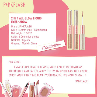 PINKFLASH Glitter Liquid Eyeshadow Liner - Dublu Capat