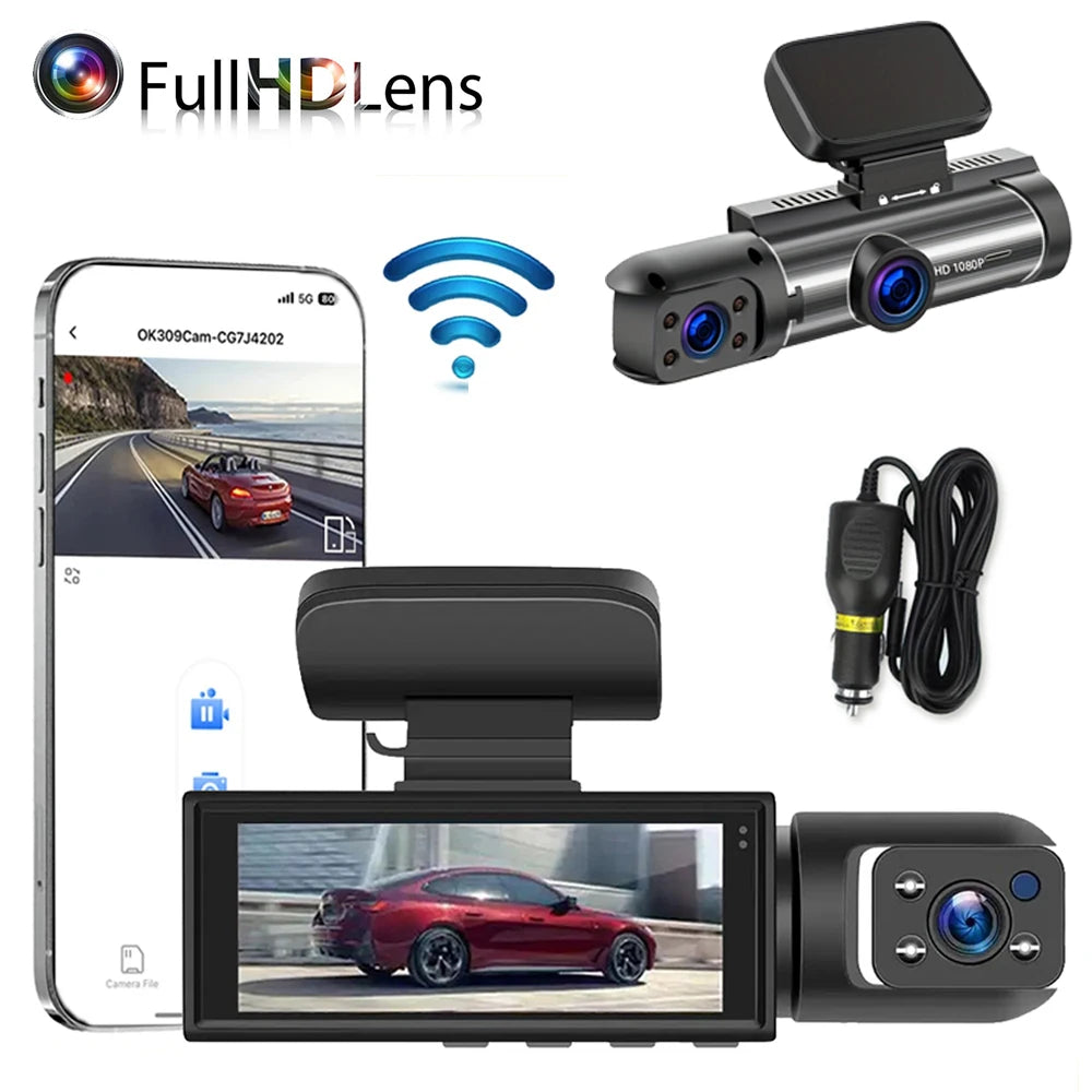 Cameră DVR Auto 1080P cu WiFi și Două Camere