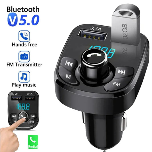 Transmițător FM Bluetooth cu Încărcător Dual USB 3.1A