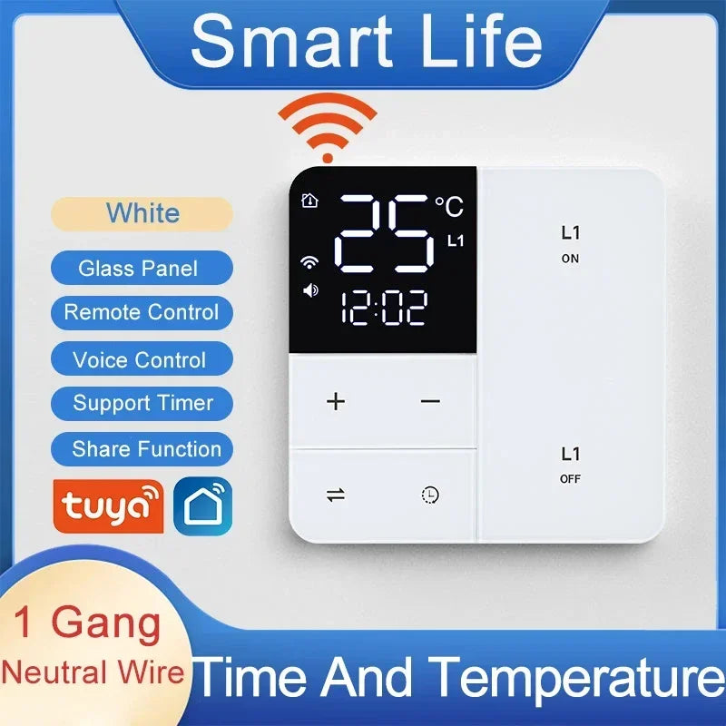 Intrerupator Smart WiFi Tuya cu Afisaj Temperatura 1/2/3 Gang