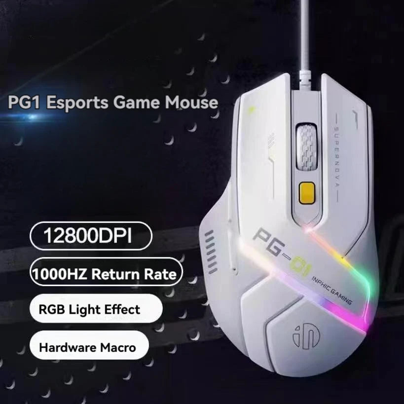 Mouse Gaming Wired Inphic PG1 cu RGB și Macro