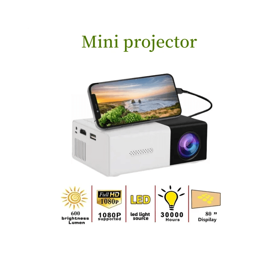 Mini proiector LED portabil YG300 cu HDMI, USB și TF - Venduqo