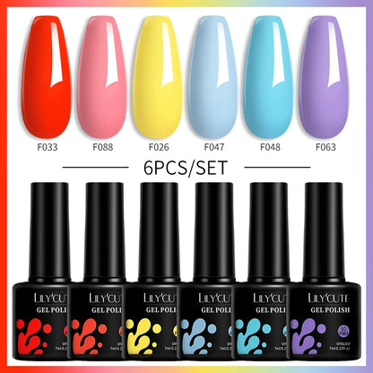 Set 6 Piese Oja Gel Termica LILYCUTE 7ML Serie Roșie