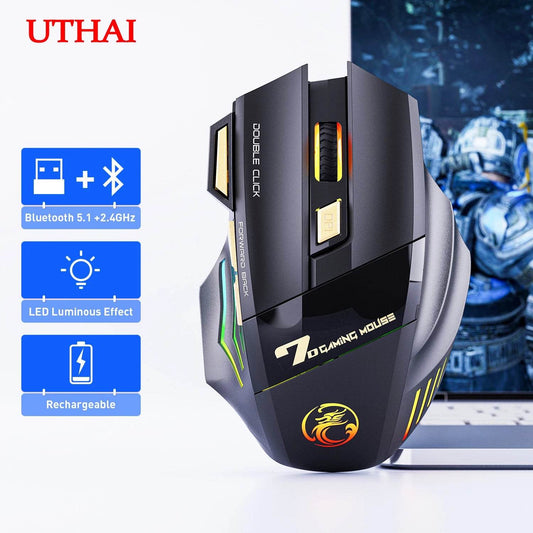 Mouse wireless UTHAI GW-X7 cu iluminare colorată - Venduqo