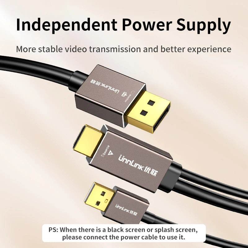 Cablu Converter Unnlink 4K 60Hz HDMI la DisplayPort 1.2 de 1.8m - Venduqo